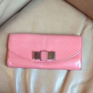Chloe Pink Leather Wallet with Silver Bow